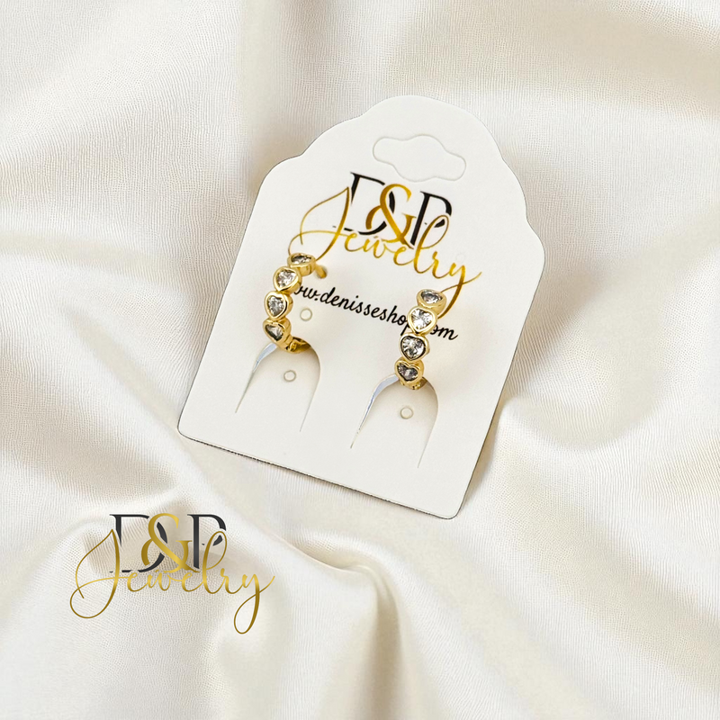 14K SMALL WHITE STONE HOOP EARRING HP860