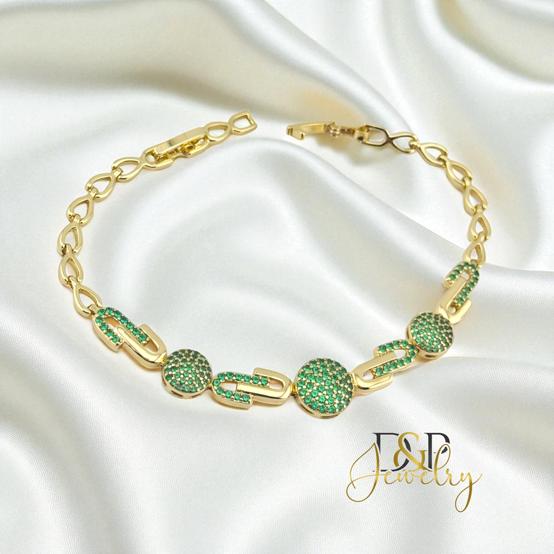 14K GOLD GREEN PAPERCLIP BRACELET BR845