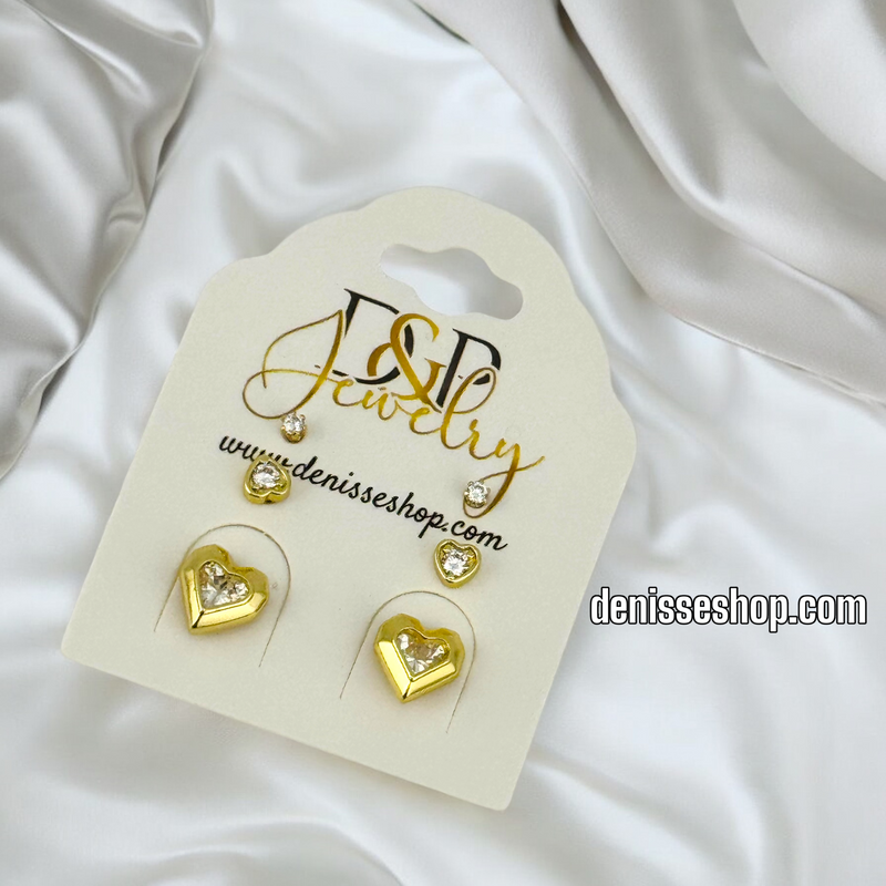 14K /WOMAN/GIRL HEART EARRING SET E730