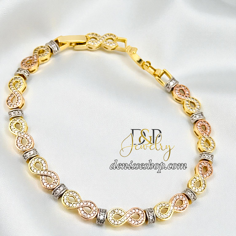 18K GOLD MULTICOLOR INFINITY BRACELET BR874