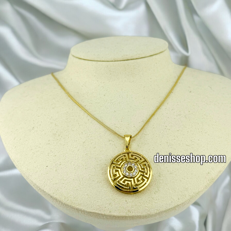 14K DISC WHITH CENTER STONES WOMEN  NECKLACE 20” N90