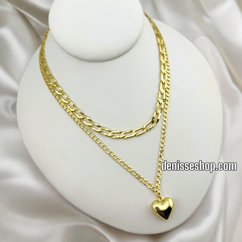 14K CUBAN DOUBLE LAYER NECKLACE N210