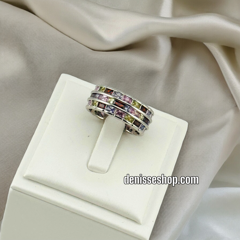 SILVER COLORFUL STONE RING RG192