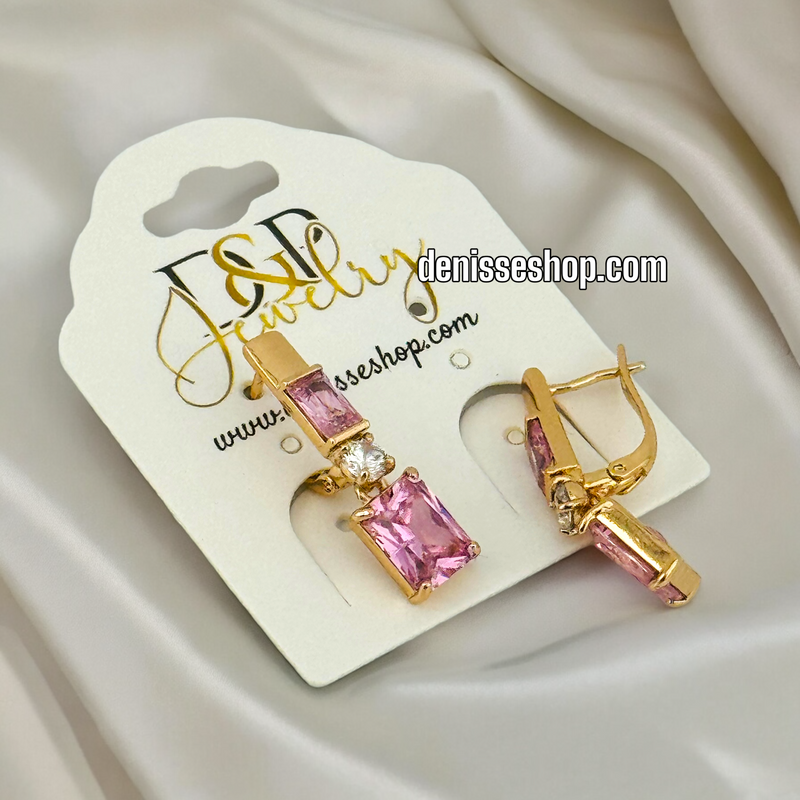 18K PINK STONE EARRINGS E547