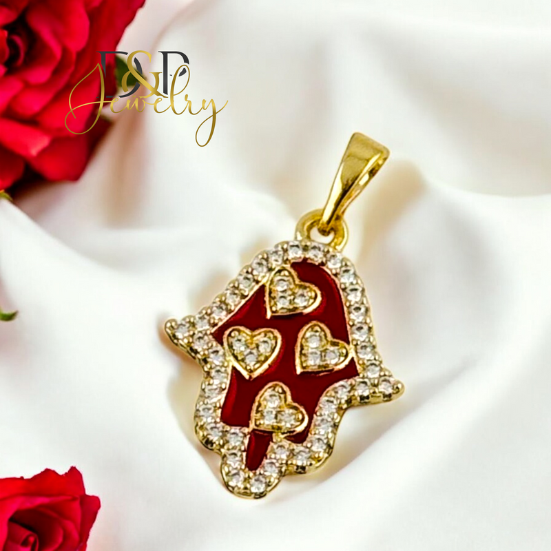 14K RED FATIMA PENDANT P840