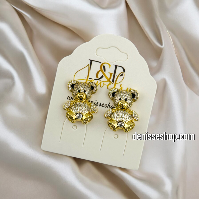 14K WOMAN BEAR GOLD EARRING E748