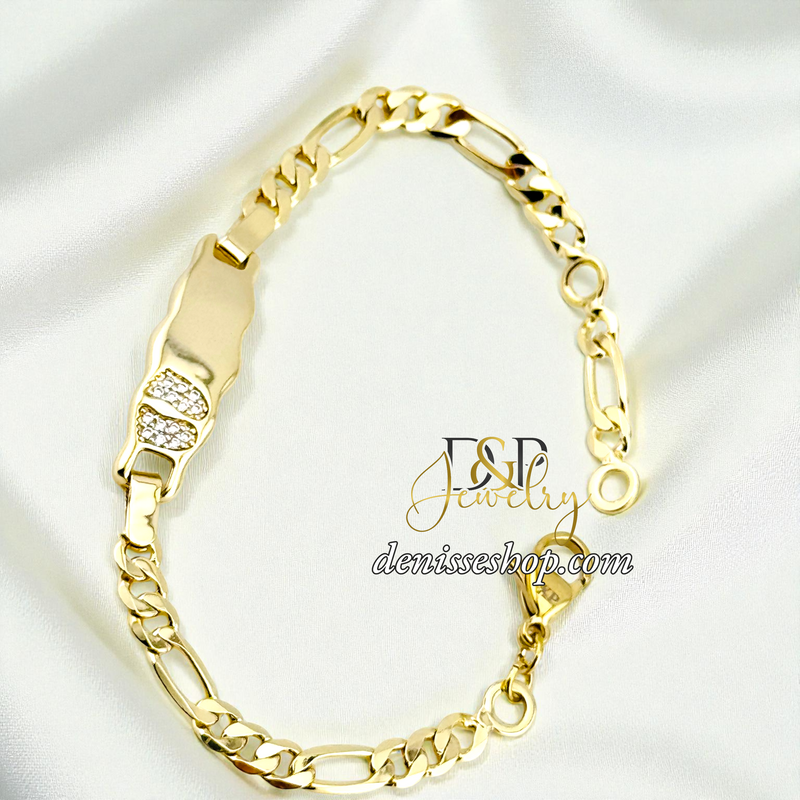 14KGOLD FOOT PRINT PLATE BRACELET BR859