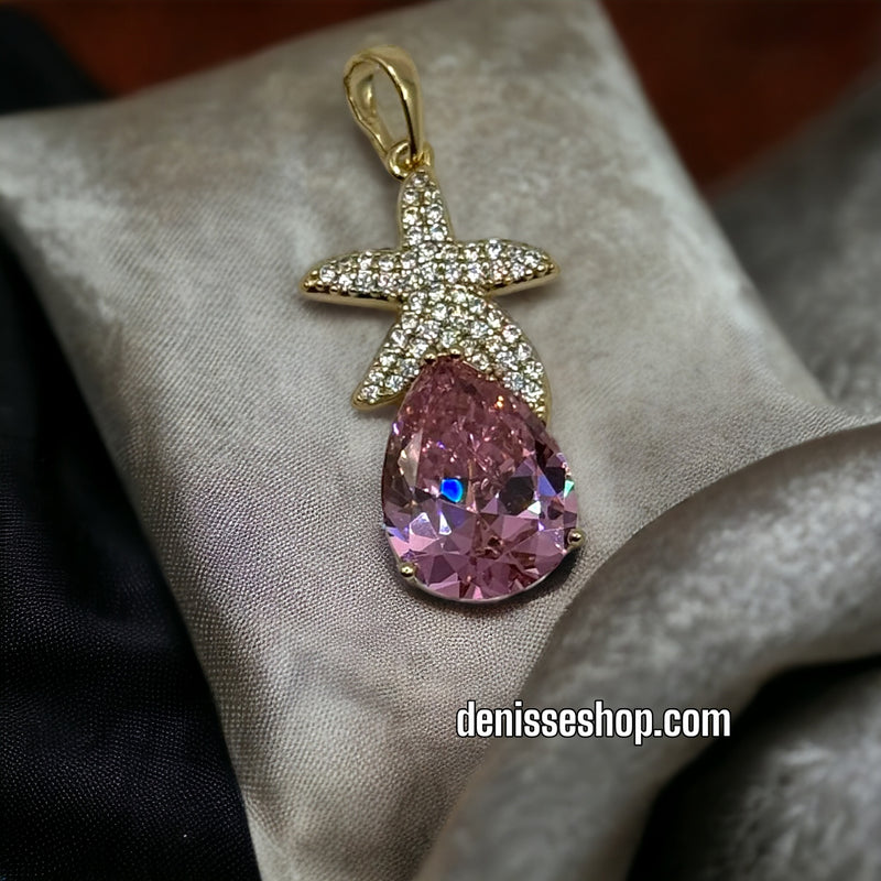 14K PINK STONE STARFISH PENDANT P207 (CHAIN NOT INCLUDED)