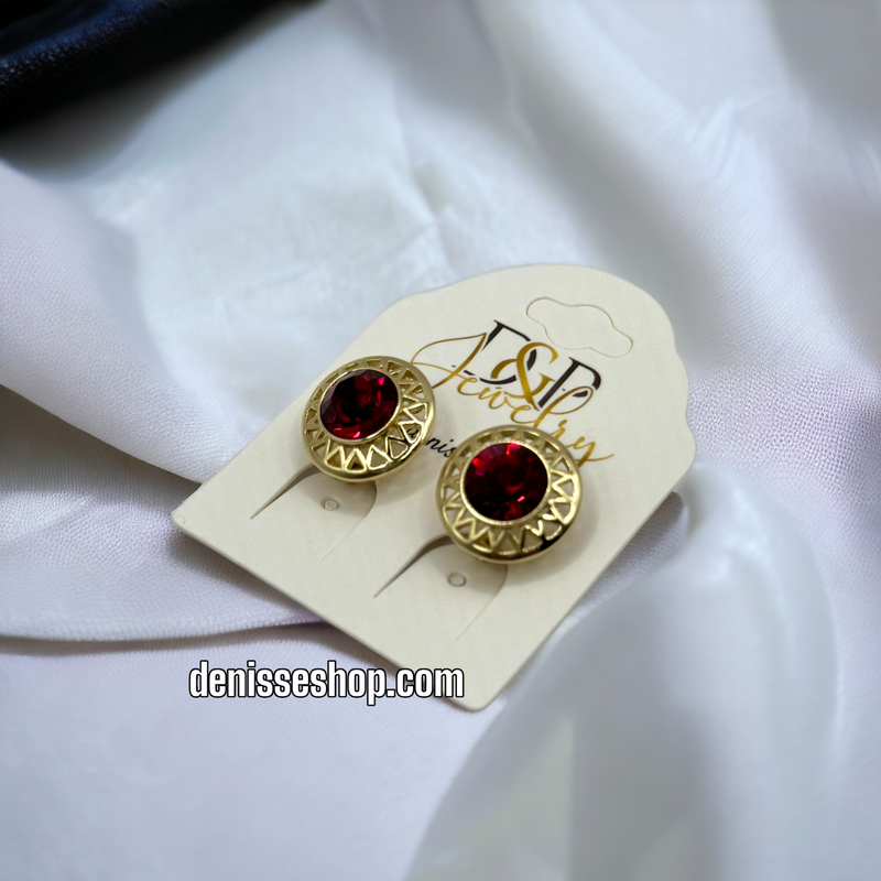 14K ELEGANT RED EARRINGS E465