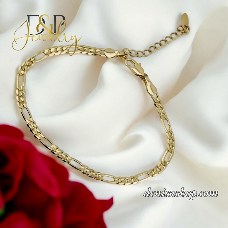 14K FIGARO 3MM BRACELET BR673