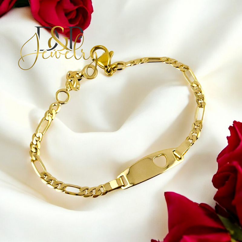 14K HEART PLAQUE KIDS BRACELET BR752