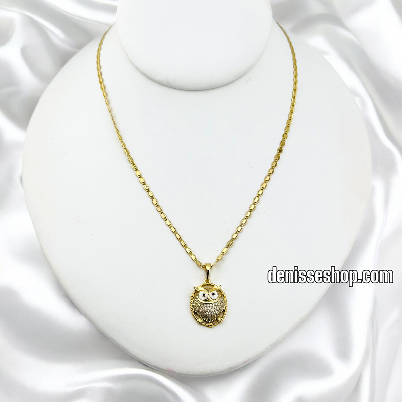 14K WOMEN/GIRL WHITE OWL PENDANT P652