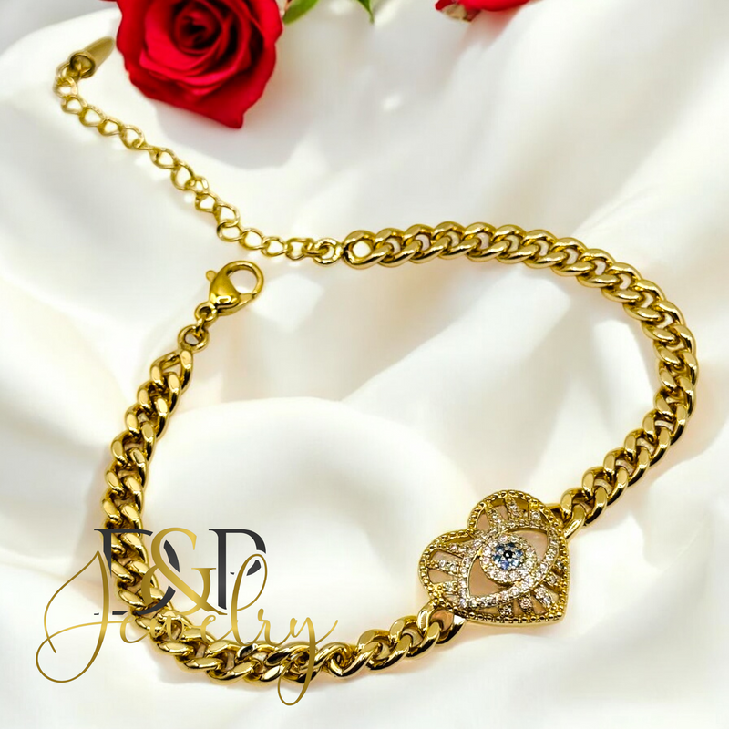 14K EYE HEART BRACELET BR770