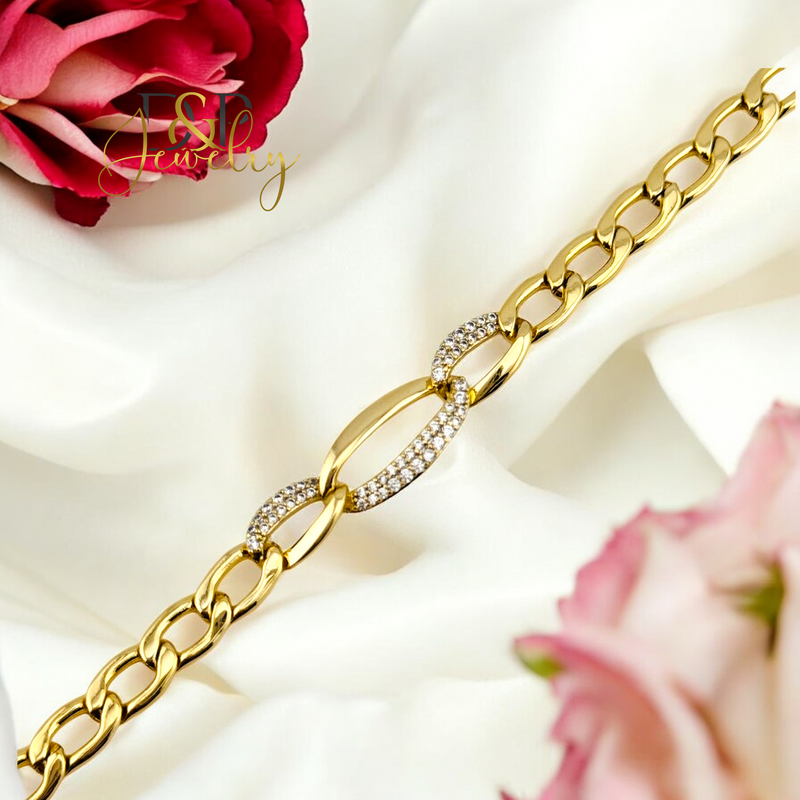 14K GOLD WHITE STONES BRACELET BR707