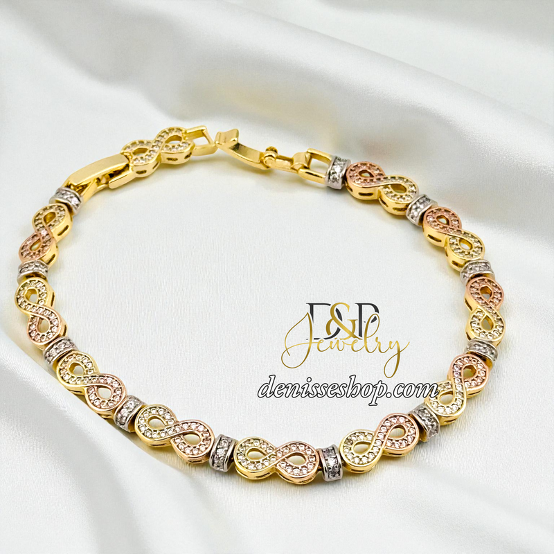 18K GOLD MULTICOLOR INFINITY BRACELET BR874