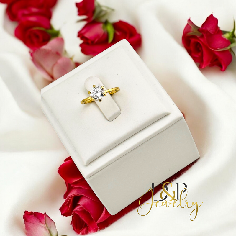 14K WHITE STONE RING RG359