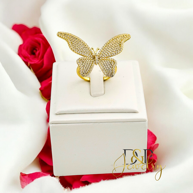 14K ADJUSTABLE BUTTERFLY RING RG373