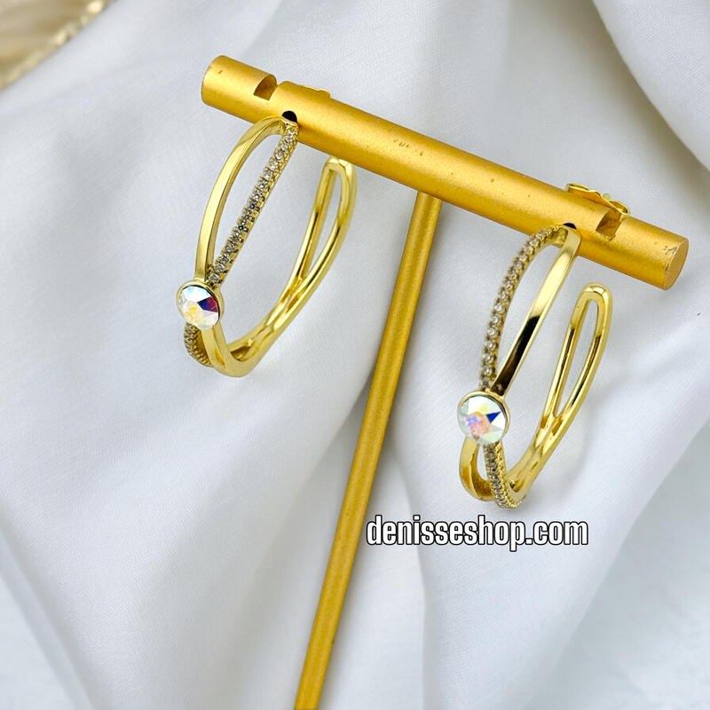 14K TORNASOL STONE HOOPS HP422