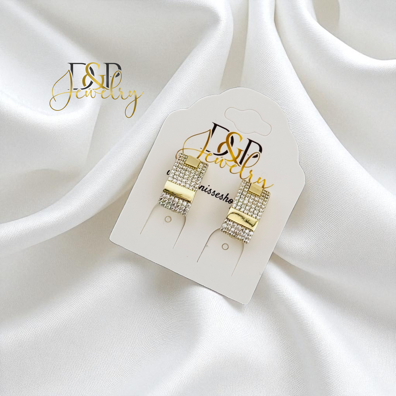 14K GOLD/FANCY BLING HUGGIE EARRING E1007