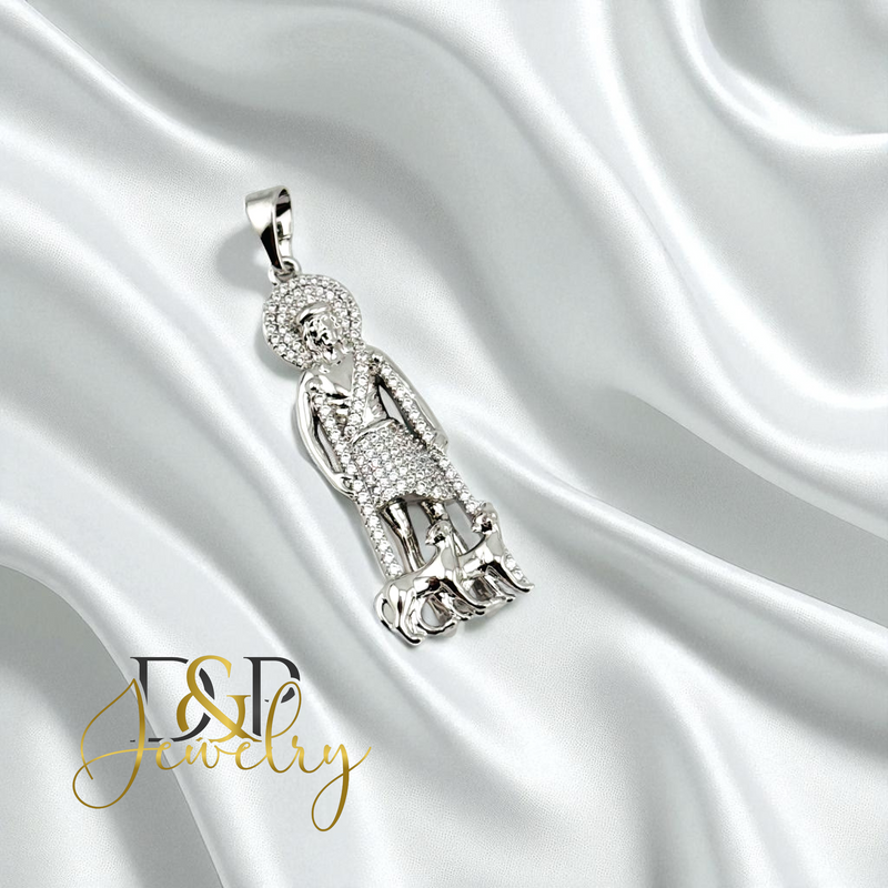 14K SILVER/DIAMOND SAINT LAZARO PENDANT P906