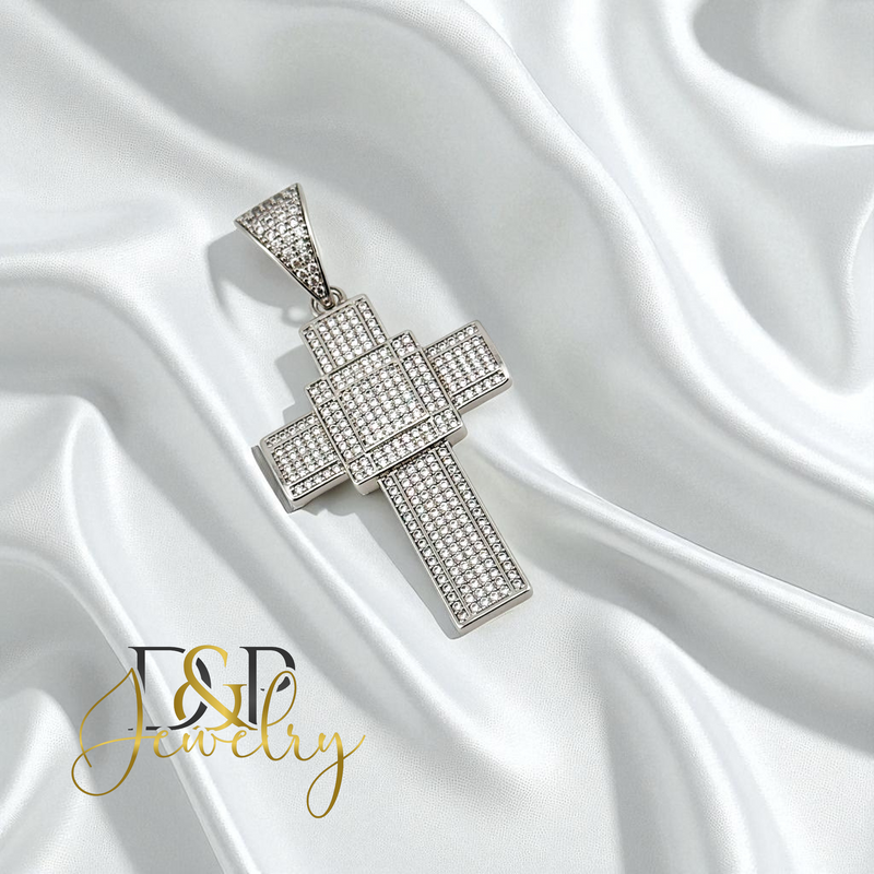 14K SILVER/DIAMOND/CROSS PENDANT P904