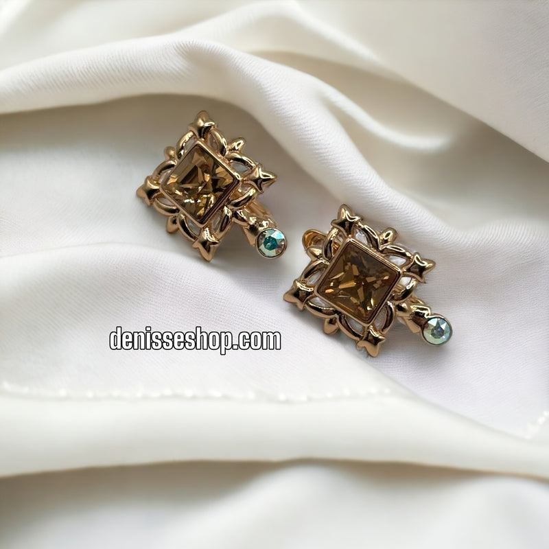 18k Brown Stone Earrings E330