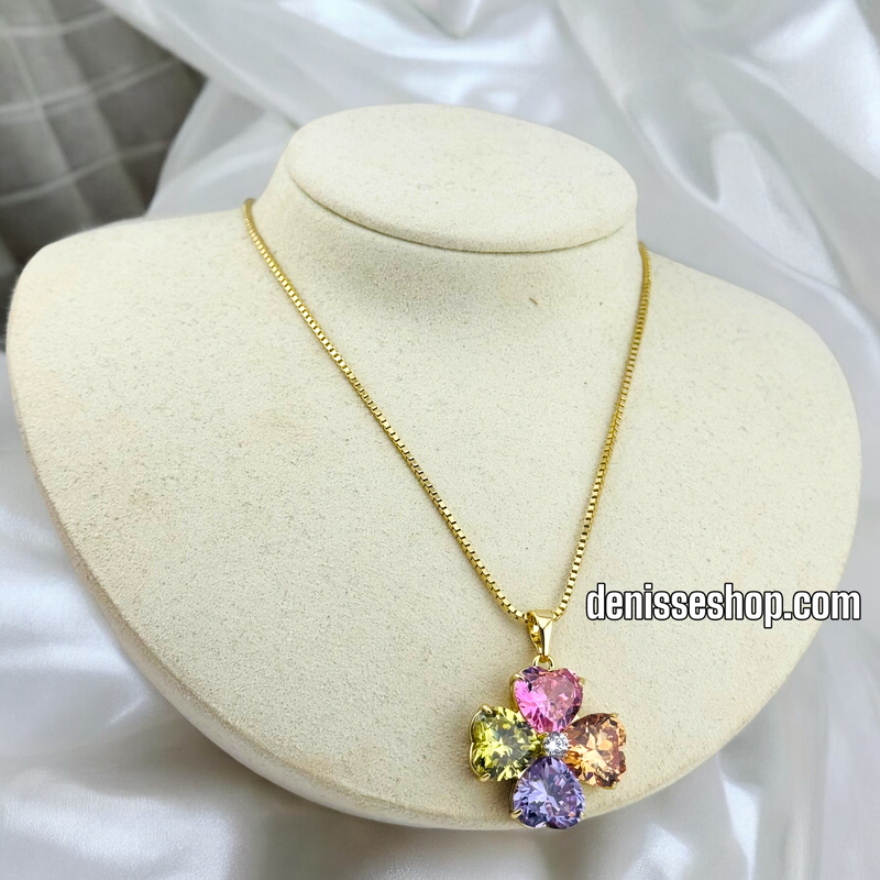 14K COLORFUL CLOVER NECKLACE 18&