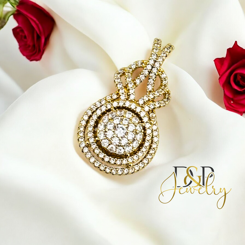 14K FANCY WHITE STONE PENDANT P864