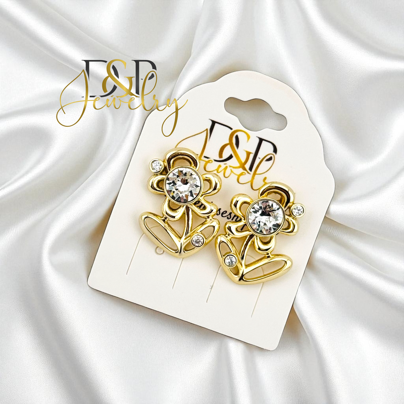 14K FASHION FLOWER EARRING E906