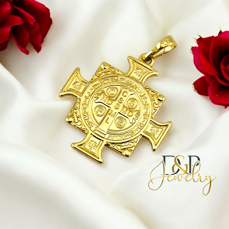 14K ST BENEDIC CROSS PENDANT P851