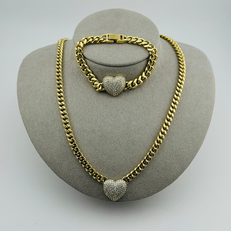 14K HEART NECKLACE SET N10