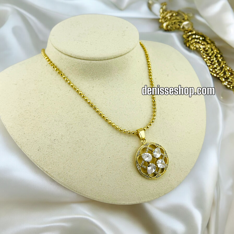 14K WOMEN/ ROUND STAR STONE NECKLACE N140