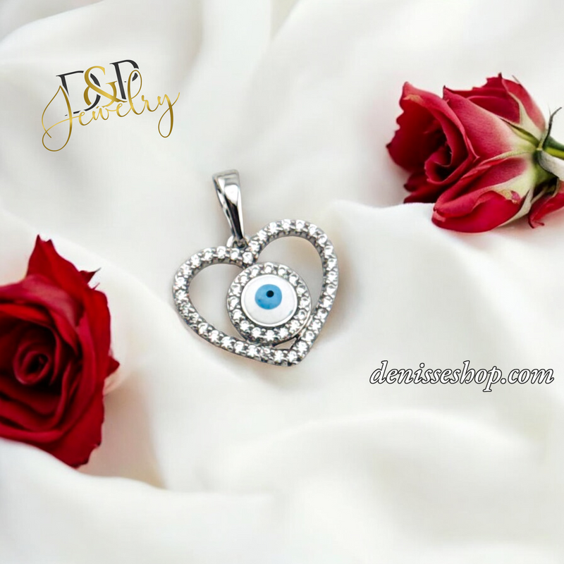 SILVER WOMEN HEART EYE PENDANT P697