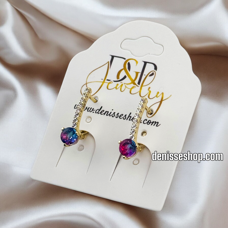 14K MULTICOLOR STONE HUGGIES EARRING E799