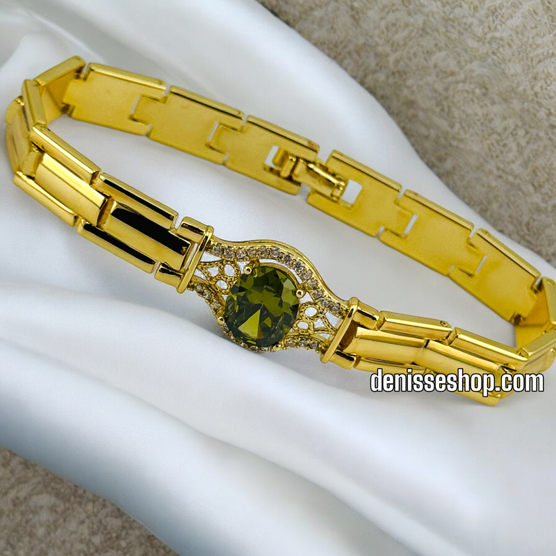 14K /WOMAN GREEN STONE BRACELET BR564