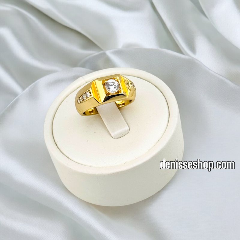 14K GOLD/ WHITE STONE MEN RING RG250