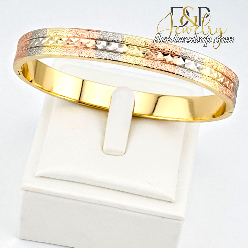18K GOLD MULTICOLOR BANGLE BRACELET BR875