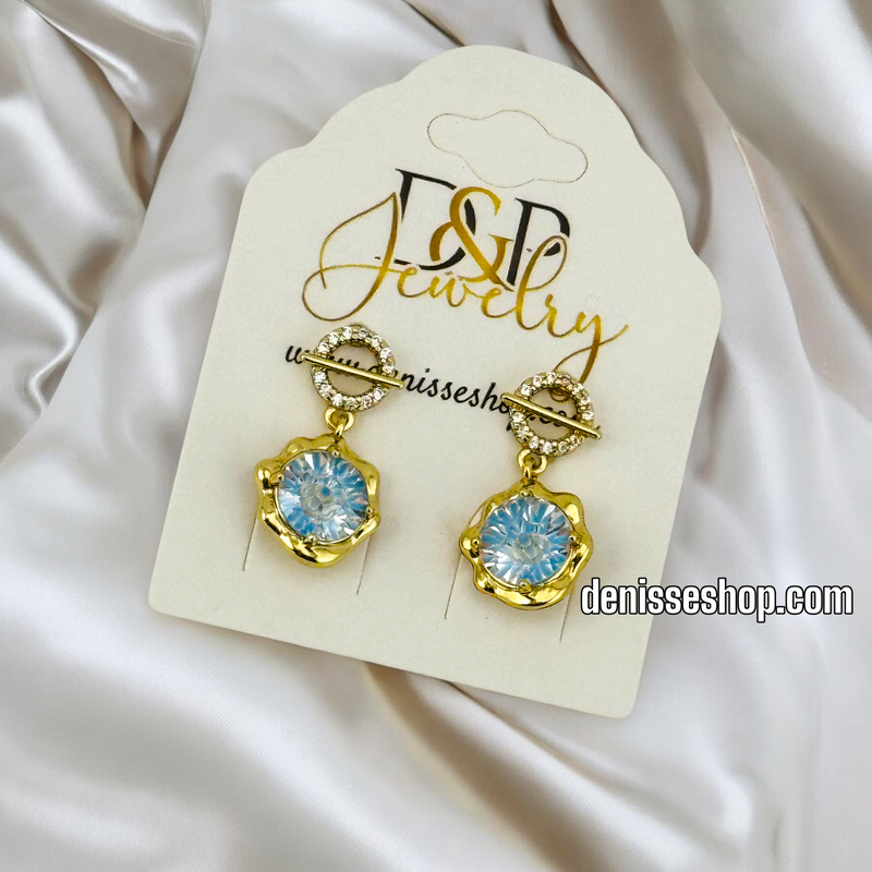 14K GOLD / BLUE EYE EARRING E701