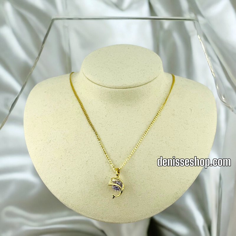 14K WOMEN/GIRL CUTE PURPLE DOLPHIN PENDANT P543