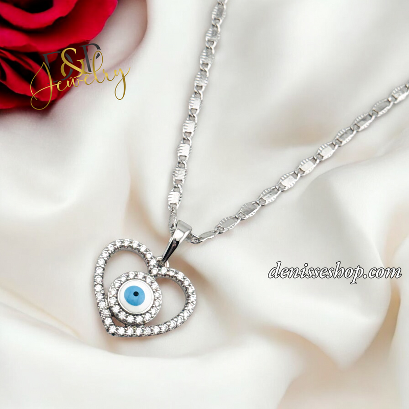 SILVER WOMEN HEART EYE PENDANT P697