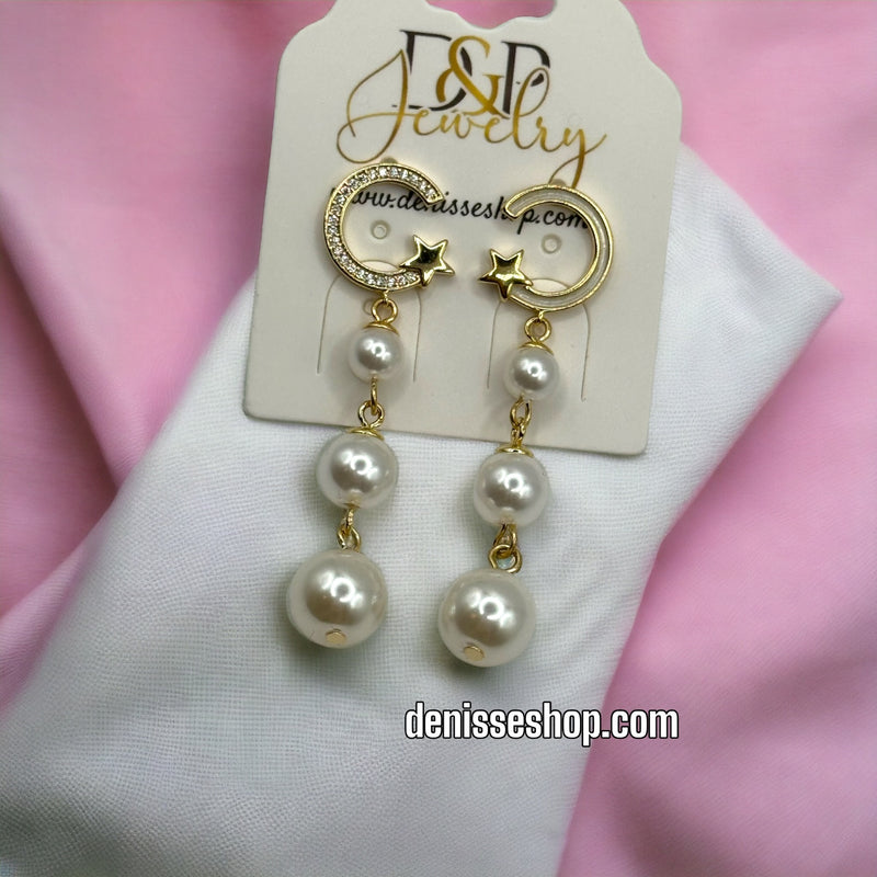 WHITE MOON PEARL EARRING E309