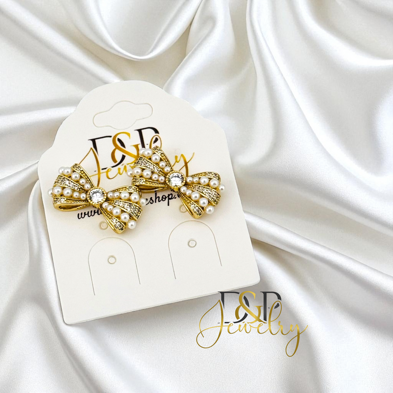 14K GOLD/CUTE BOW EARRING E1002
