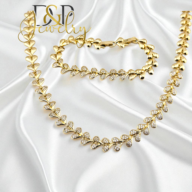 14K GOLD /BLING HEARTS/PLAIN HEARTS NECKLACE SET N298