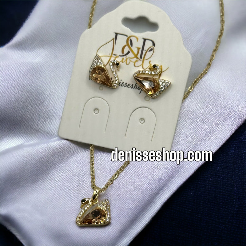 14K SWAN NECKLACE SET (18&