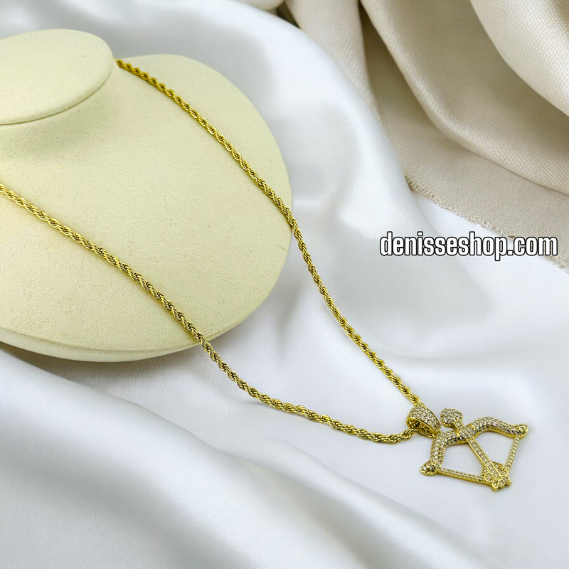 14K FASHION WHITE STONE BOW MEN PENDANT P465