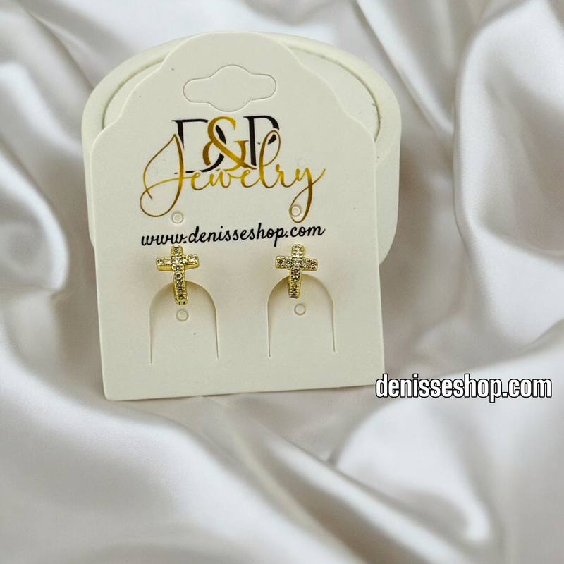 14K TINY CROSS HOOP EARRING HP546