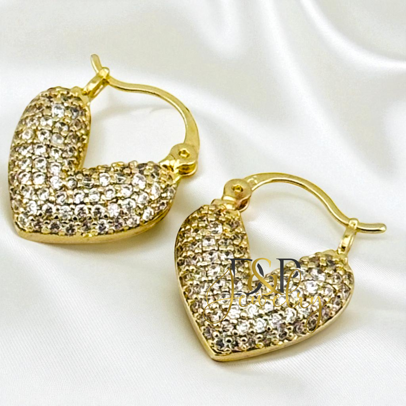 14K SMALL HEART HOOP EARRING HP842