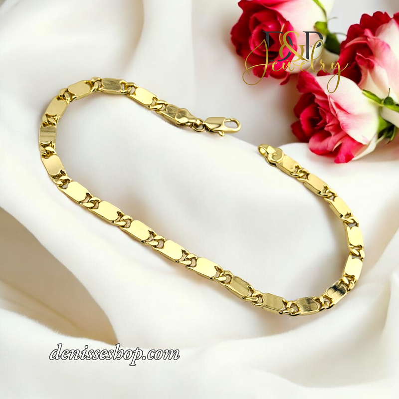 14K GOLD MIRROR ANKLET BRACELET 10.6&