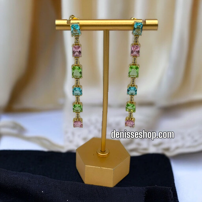 14K COLORFUL STONE EARRINGS E427