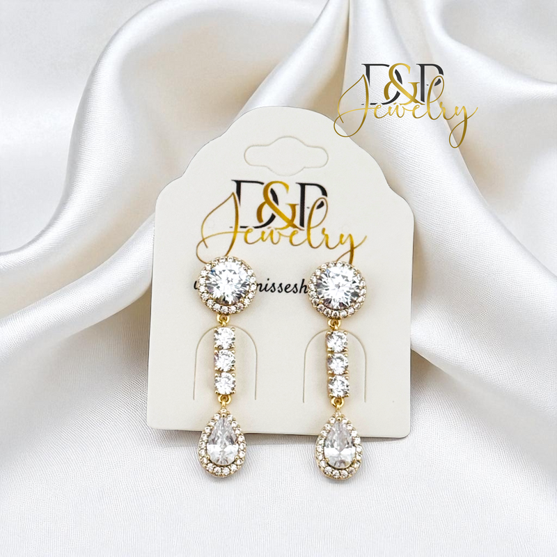 14K WHITE SMALL DROP EARRING E983